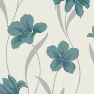 Image of Grandeco Vilamoura Teal Grey Glitter Textured Wallpaper