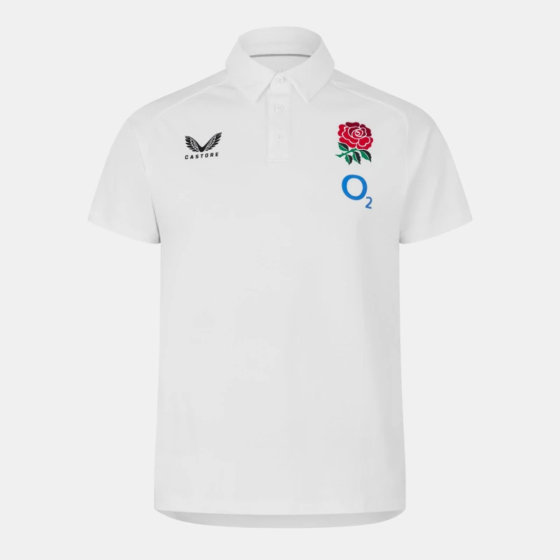 Image of Castore England Rugby Polo Shirt 2025 Mens White male S