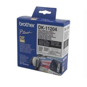 Image of Brother DK-11204 Label Tape 17mm x 54mm Black on White x 400
