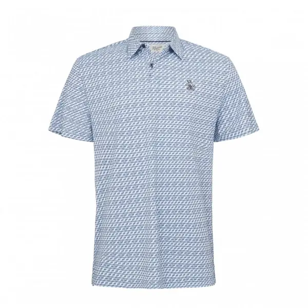 Image of Original Penguin Retro Wave Pattern Polo BLACK IRIS - XS