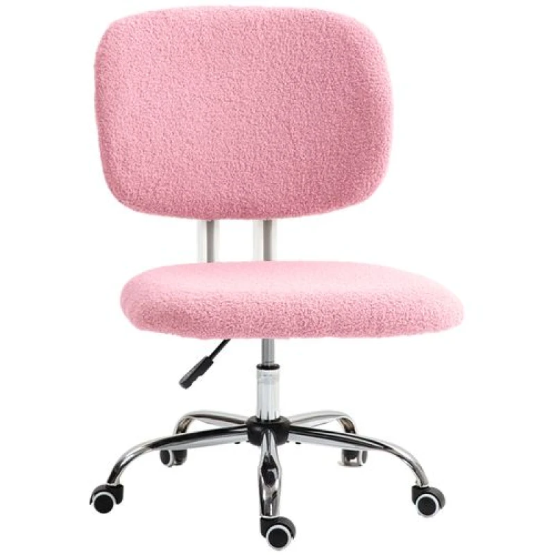 Image of VINSETTO Vinsetto - Fluffy Home Office Chair with Adjustable Height, Armless, Pink 5056725555023
