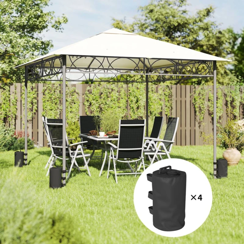 Image of OUTSUNNY Set of 4 Gazebo Water Weights Bags, 500D Sand Weights, Black Unisex