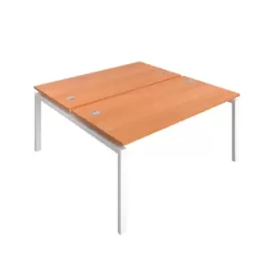 Image of Telescopic 2 Person Beech Bench with Cable Port - 1400 X 800 - White Frame