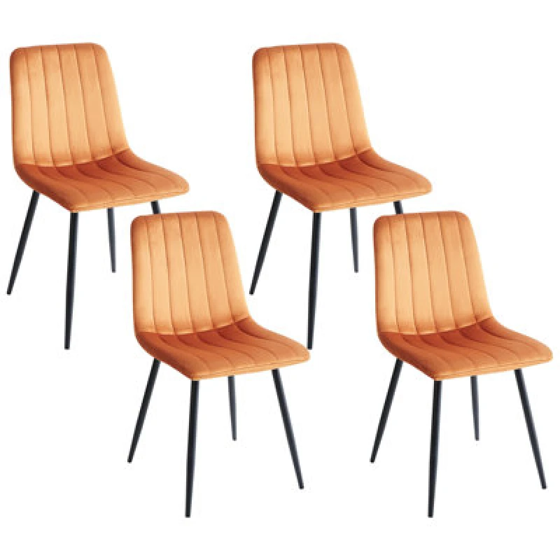 Image of Beliani Set Of 4 Dining Chairs Kalispell Velvet Orange
