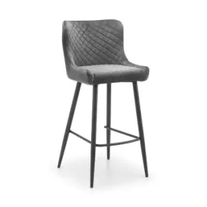 Image of Julian Bowen Luxe Velvet Bar Stool Grey