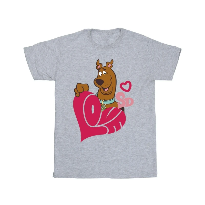 Image of Scooby Doo Scooby Doo Men Love Heart T-Shirt in Grey Size: Small Grey S Male 5063376336031