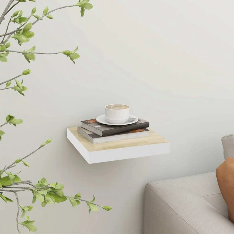Image of VIDAXL Vidaxl - Floating Wall Shelf Oak and White 23x23.5x3.8cm mdf 8720286416686