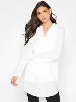 Image of Long Tall Sally Tall Gingham Overhead Shirt - Ivory, Ivory, Size 16, Women