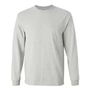 Image of Gildan Mens Plain Crew Neck Ultra Cotton Long Sleeve T-Shirt (M) (Ash Grey)