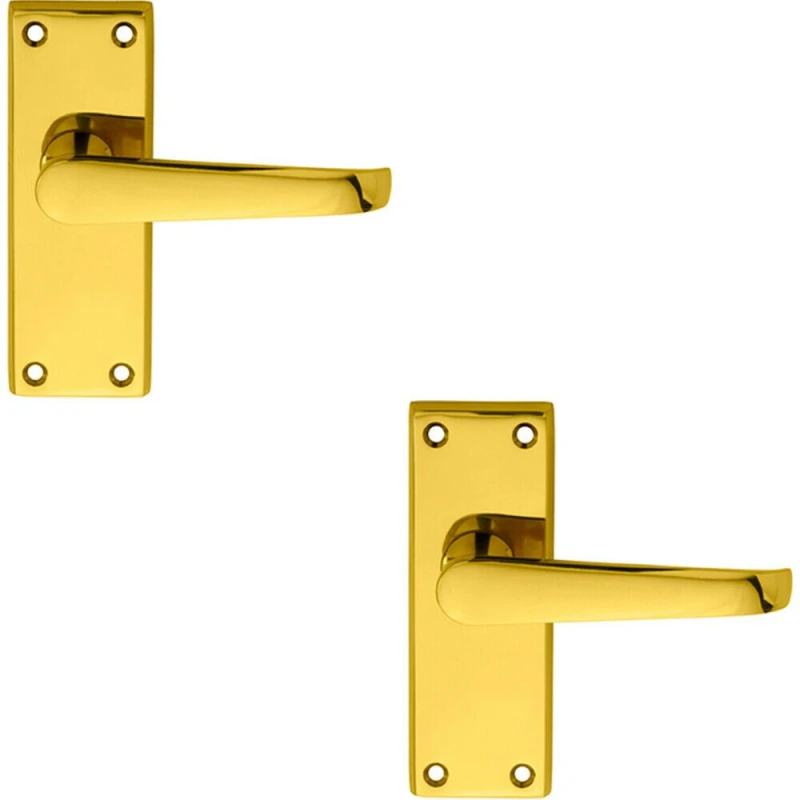 Image of Loops 2x PAIR Straight Handle on Short Latch Backplate 118 x 42mm Polished Brass Metallics