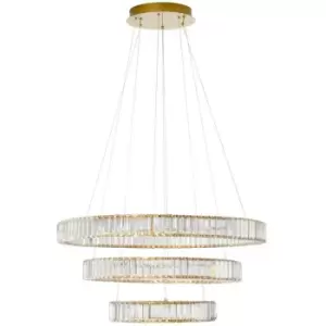 Image of Merano - Kingston Integrated LED Pendant Ceiling Light Gold Metal, Crystal LED 92W 7670Lm 3500K