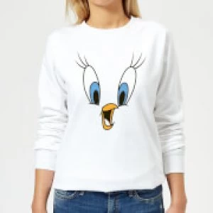 Image of Looney Tunes Tweety Face Womens Sweatshirt - White - M
