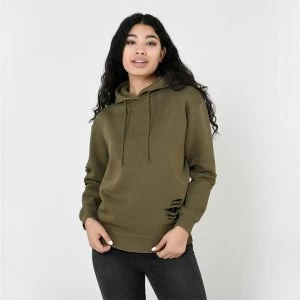 Image of Firetrap Distressed Hoodie Ladies - Khaki