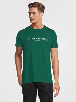 Image of Tommy Hilfiger Classic Logo T-Shirt - Green, Dark Green, Size XL, Men
