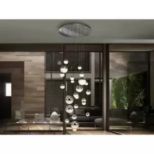 Image of Schuller Sphere - Dimmable 27 Light Integrated LED Light Pendant Light Cluster Drop, Chrome, Bluetooth control