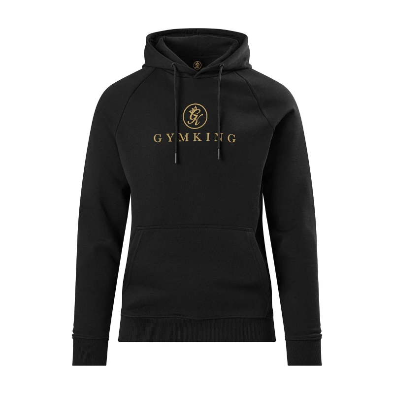 Image of Gym King Mens Pro Cotton Pull Over Hoodie Black/Gold male Small