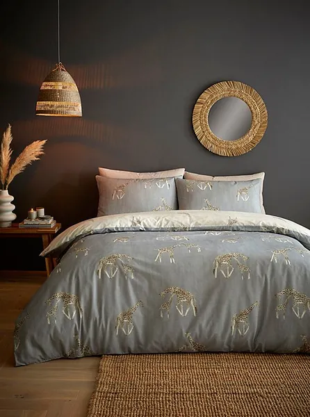 Image of Fusion Milo Reversible Duvet Cover Bedding Set Grey