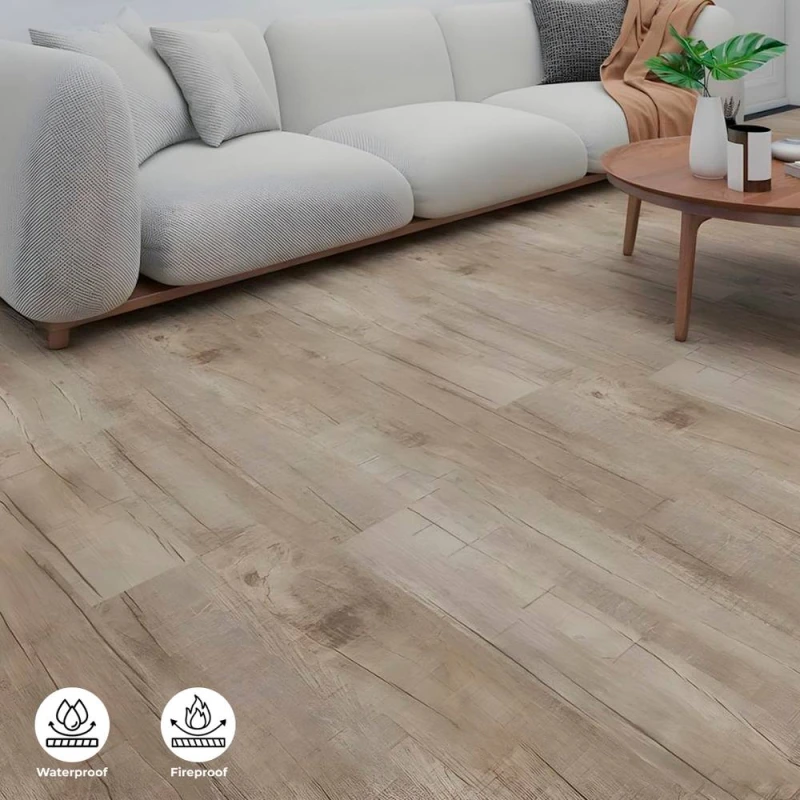 Image of ENER-J BRITWALL Antique Country Oak SPC Luxury Vinyl Flooring - Embossed in Brown Size: 10000mm x 520mm Brown Unisex 10000mm x 520mm