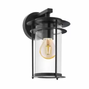 Image of Eglo Modern Caged Exterior Wall Lamp In Black Zinc-plated Steel