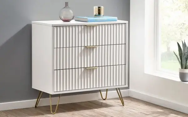 Image of Julian Bowen Murano Matte White 3 Drawer Chest of Drawers