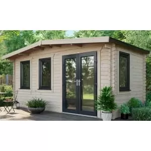 Image of Power Sheds 8 x 16ft Right Hand Door Apex Chalet Log Cabin