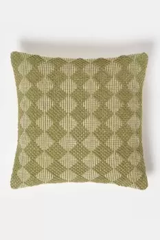 Image of Lima Handwoven Textured Green Cushion