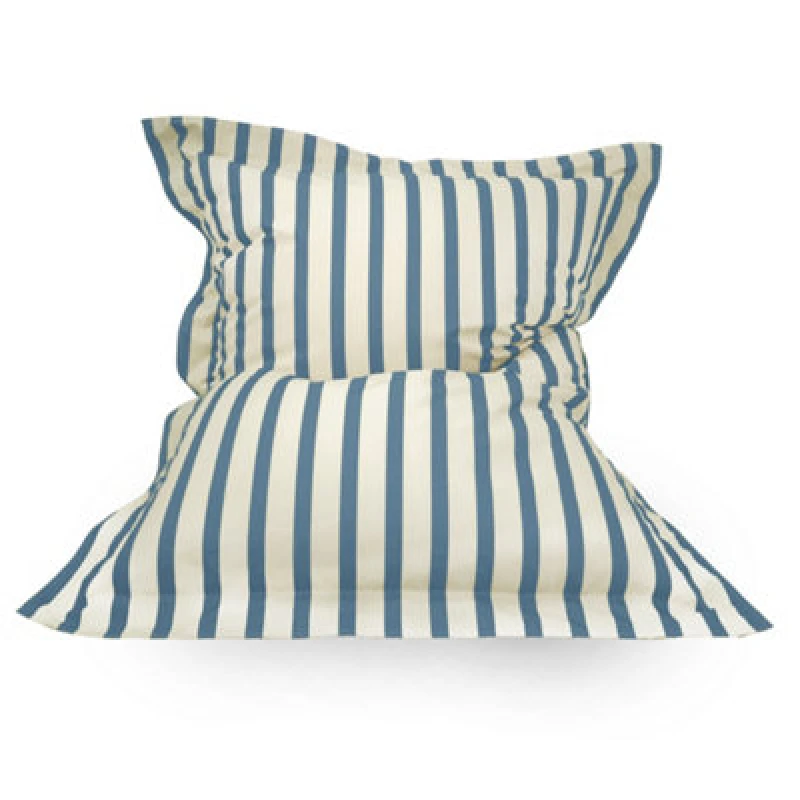 Image of rucomfy Beanbags Rucomfy Adults Squarbie Bean Bag - Indoor Or Outdoor Bean Bag Lounger Chair Blue Striped Print