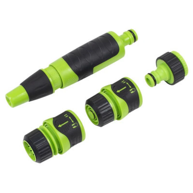 Image of Sealey 4 Piece Deluxe Garden Hose Spray Nozzle and Connector Set JS9611