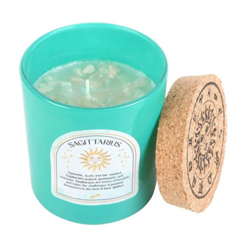 Image of Something Different Something Different Sagittarius Ylang Ylang & Amber Turquoise Chips Scented Candle in Mid Blue Mid Blue One Size Unisex 5063425986