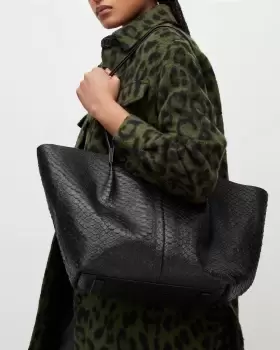 Image of AllSaints Hannah Leather Python Tote Bag