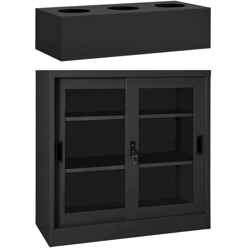 Image of VIDAXL Sliding Door Cabinet with Planter Box Anthracite Steel Vidaxl 8720286847978