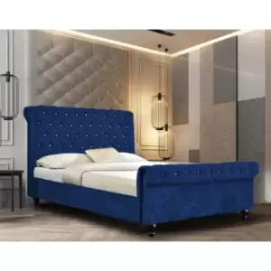 Image of Arisa Upholstered Beds - Crush Velvet, Small Double Size Frame, Blue - Blue