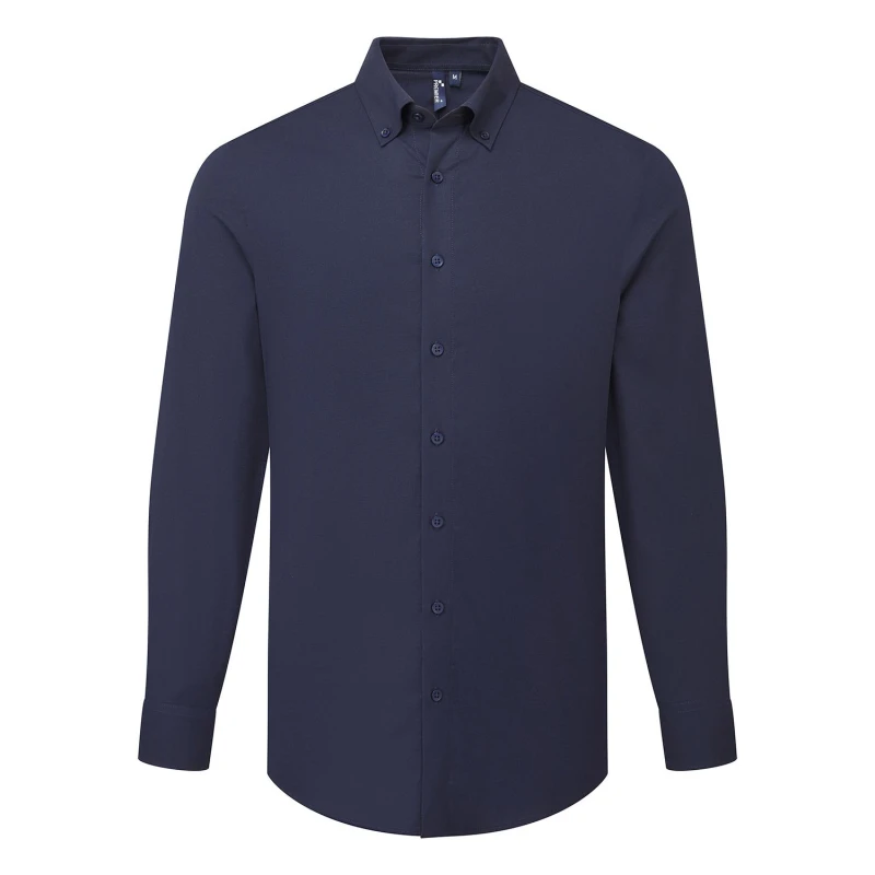 Image of Premier Premier Men Supreme Oxford Long-Sleeved Formal Shirt in Navy Size: X-Small Navy XS Male 5063750331348