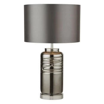 Image of Searchlight - Table Lamp Smoked Column Ridged Glass with Grey Shade