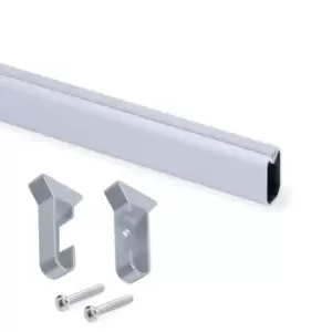 Image of Moderix Wardrobe Rail Oval Aluminium Hanging with End Support - Size 400mm