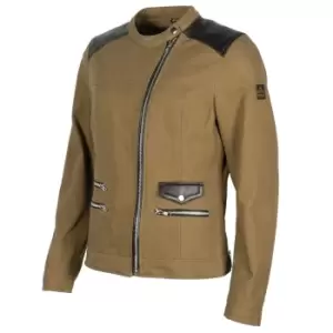 Image of Helstons Cher Canvas Cotton Leather Kraft Brown Jacket M