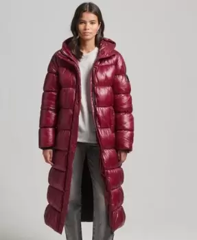 Image of Superdry Womens Xpd Sports Longline Puffer Coat Purple / Dark Berry - Size: 14