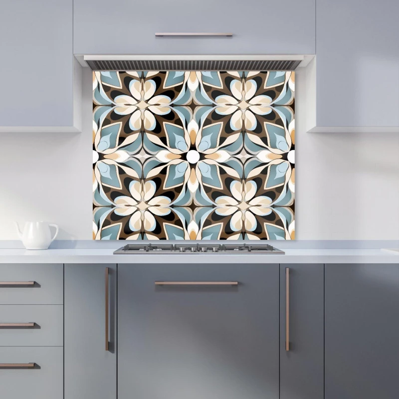 Image of Warren Reed - Designer Beige & Brown Abstract Pattern Kitchen Splashback in Grey Size: 600mm x 600mm Grey Unisex 600mm x 600mm