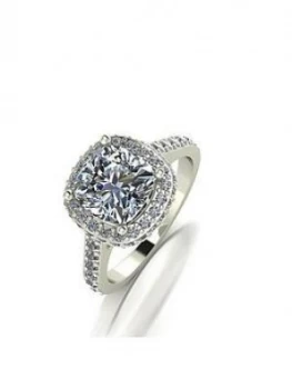 Image of Moissanite 9Ct White Gold Lady Lynsey 3.5Ct Eq Cushion Centre Halo Ring