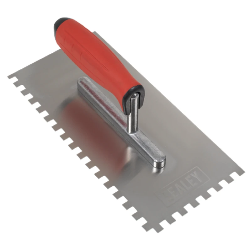 Image of Sealey Stainless Steel 270mm Notch Trowel - Rubber Handle - 8mm