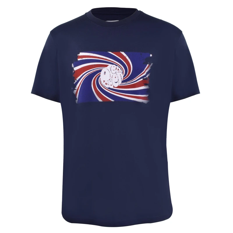 Image of Pretty Green Mens PG Swirl Logo Regular Fit T-Shirt Navy male Medium