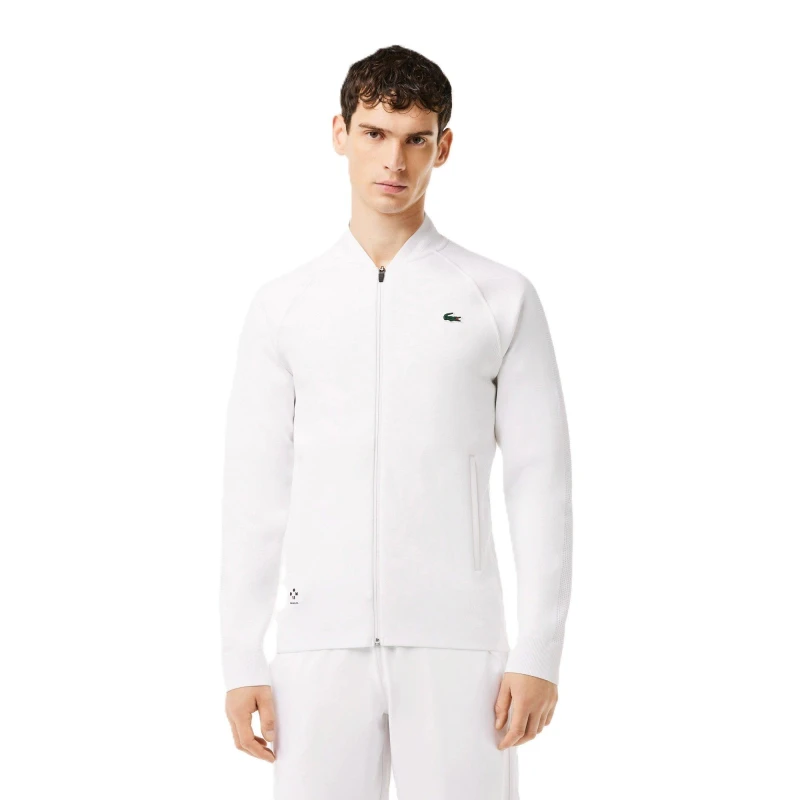Image of Lacoste Mens Daniil Moisture Wicking Performance Tracksuit Top White/White male XS