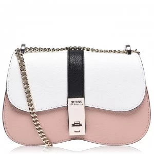 Image of Guess Fold Over Croc Asher Hand Bag - RED-RED