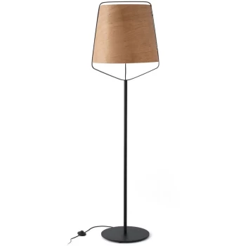 Image of Faro Stood - 1 Light Floor Lamp Black, Wood, E27