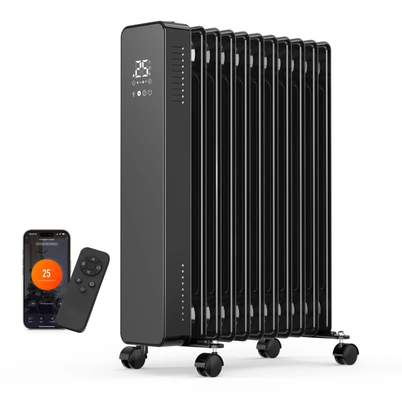 Image of Vonhaus Oil Filled Radiator With Remote Control & WiFi, Oil Heater Portable Electric Free Standing 2500W For Any Room