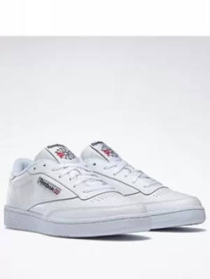 Image of Reebok Club C 85 Shoes, White/Black, Size 7.5, Men