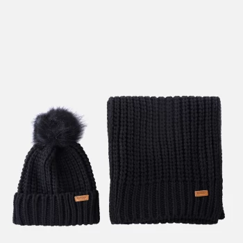 Image of Barbour Womens Saltburn Beanie & Scarf Set - Black