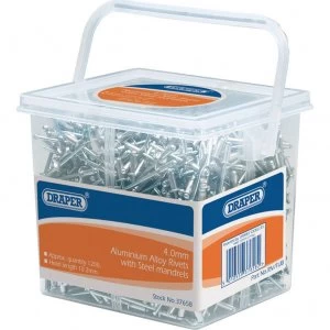Image of Draper Aluminium Pop Rivets 4mm 10mm Pack of 1200