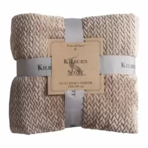 Image of Crossland Grove Chevron Flannel Fleece Throw Natural 1400x1800mm