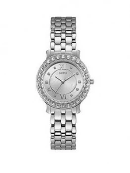 Image of Guess Blush Silver And Stone Set Dial Silver Stainless Steel Ladies Watch